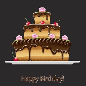 День рождения, торт, открытка