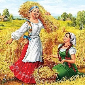 урожай, лето, поле, женщины