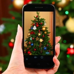 телефон, зима, елка, новый год